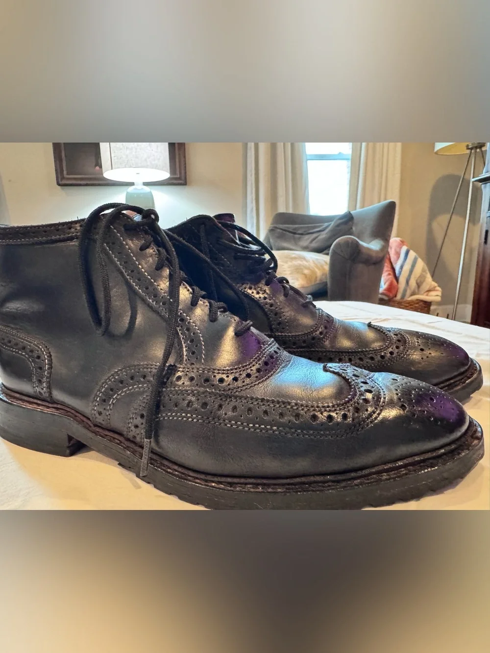 Allen Edmonds Black Leather Chukka Wingtip Boots